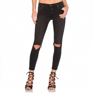 GRLFRND Candice ripped black stretch skinny jeans ankle jegging 27P 27 petite